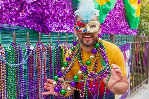 Mardi Gras Jumbo 46 "kalung manik-manik bola 33" 6mm aneka warna metalik kalung manik-manik dekorasi pesta - Product Image 2