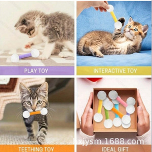 Juguete masticable para gatos, palo de peluche para la dentición, para gatos y perros de interior, duradero, para aliviar el aburrimiento, amarillo, rosa, verde, azul cielo, rojo, morado - Product Image 5
