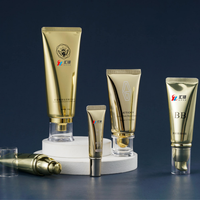 Tube souple en aluminium ABL doré métallisé avec capuchon en acrylique transparent pour base de fard à paupières, crème, lotion, cosmétique vide