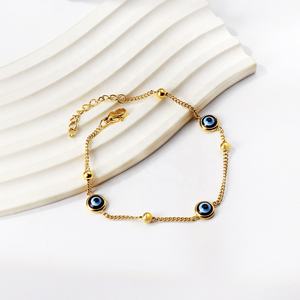 Custom 18k Gold Plated Steel Ball Stainless Steel Minimalist Blue Eyes <b>Best</b> <b>Friend</b> Friendship Men <b>Bracelet</b> - Product Image 3
