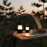 Lanterne de camping rétro vintage, type C rechargeable par énergie solaire, LED grand angle, lampe portable étanche pour le camping, la terrasse, la décoration de la maison