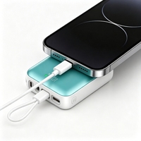 Mini batterie externe portable 10000 mAh intégrée avec port Type-C, affichage LED, charge rapide, logo personnalisé, cadeau d'entreprise, batterie externe de voyage