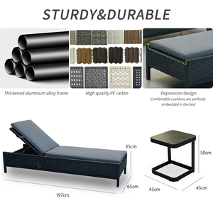 Vente directe usine : Chaises longues d'extérieur modernes en rotin PE avec structure en aluminium pour parcs et villas, avec coussin durable et imperméable - Product Image 5