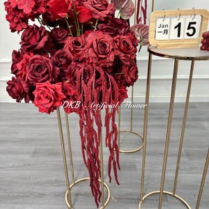 Boules de fleurs artificielles en roses rouges faites à la main pour centre de table de mariage, arrangement mural, décoration de mariage élégante - Product Image 4