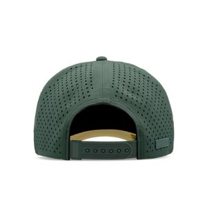 หมวกแก๊ปตาข่ายแบบกำหนดเอง OEM พร้อมโลโก้ 5 แผง ปีกโค้งเล็กน้อย แบบ Snapback ป้ายยางกันน้ำ หมวกกอล์ฟ - Product Image 4