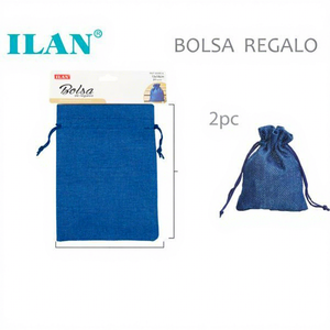 Sac cadeau en tissu réutilisable Ilan 13x18 cm bleu clair avec cordon de serrage pour le rangement de bijoux - Product Image 1