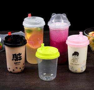 Custom Logo Disposable Clear Single Wall 90mm Injection <b>Cups</b> Pearl Milk Tea Frosted Matted Flat <b>Cup</b> <b>Plastic</b> PP U Shape Hard - Product Image 4