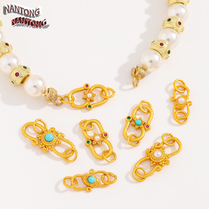Nantong 18k Gold Plated Copper Figure Eight Buckle S Shape Clasp Pendant <b>Quick</b> <b>Link</b> Bracelet DIY Jewelry Accessory Mixed Shapes - Product Image 2