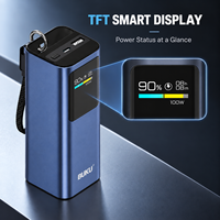 Batterie externe 100W bleue 20000mAh, chargeur portable avec double sortie Type-C, charge rapide PD, écran TFT MG-G210