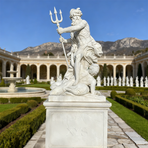 Sculpture en marbre blanc naturel de taille d'usine du <span class=keywords><strong>dieu</strong></span> de <span class=keywords><strong>la</strong></span> mer Décoration de jardin extérieure durable de conception européenne - Product Image 3