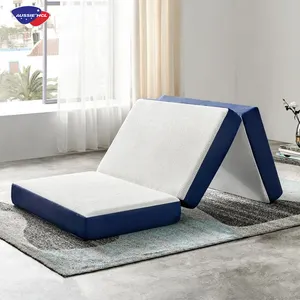 Custom foldable gel foam mattress, student dormitory foldable mattress, comfortable tri-fold guest mattress