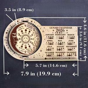 <span class=keywords><strong>Calendario</strong></span> Lunar 2026, Disco de Madera con Fases Lunares, Rueda del Zodiaco, Astrología, Soporte de <span class=keywords><strong>Calendario</strong></span> de Madera, <span class=keywords><strong>Calendario</strong></span> Lunar de Cristal para Altar - Product Image 2