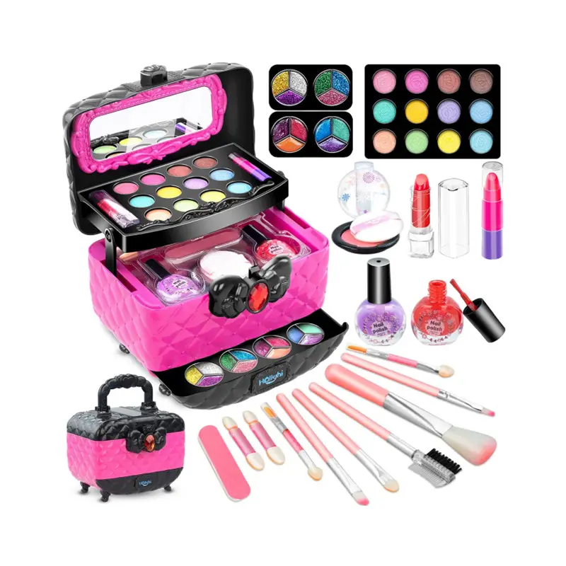 41 Pcs Kids Makeup Toy Kit for Girls Washable Makeup Set Toy With Real Cosmetic Case For Little Girl Pretend Play Makeup
