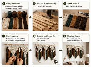 Decoración de <span class=keywords><strong>Pared</strong></span> de Arte Moderno Personalizada de Algodón con Patrón de Macramé y Adornos Geométricos para Colgar en la <span class=keywords><strong>Pared</strong></span> - Product Image 6