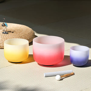 Bol chantant en cristal de quartz coloré dégradé Jinfang <span class=keywords><strong>Aria</strong></span>, instrument de guérison sonore, méditation sonore romantique avec marteau gratuit - Product Image 1