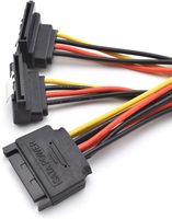 Cable adaptador divisor de corriente SATA de 15 Pines, macho a hembra Dual, ángulo de 90 grados con pestillo de bloqueo, Cable de extensión de potencia