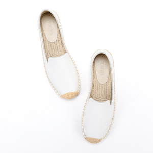 Mocassins plats en cuir de vachette pour femmes chaussures sans lacet talon haut confortable blanc clair couleur Pure automne hiver motif léopard - Product Image 1