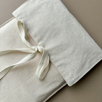 Pochette à bijoux en toile de coton écologique personnalisée avec logo imprimé, sac anti-poussière de luxe en forme d'enveloppe, vente en gros