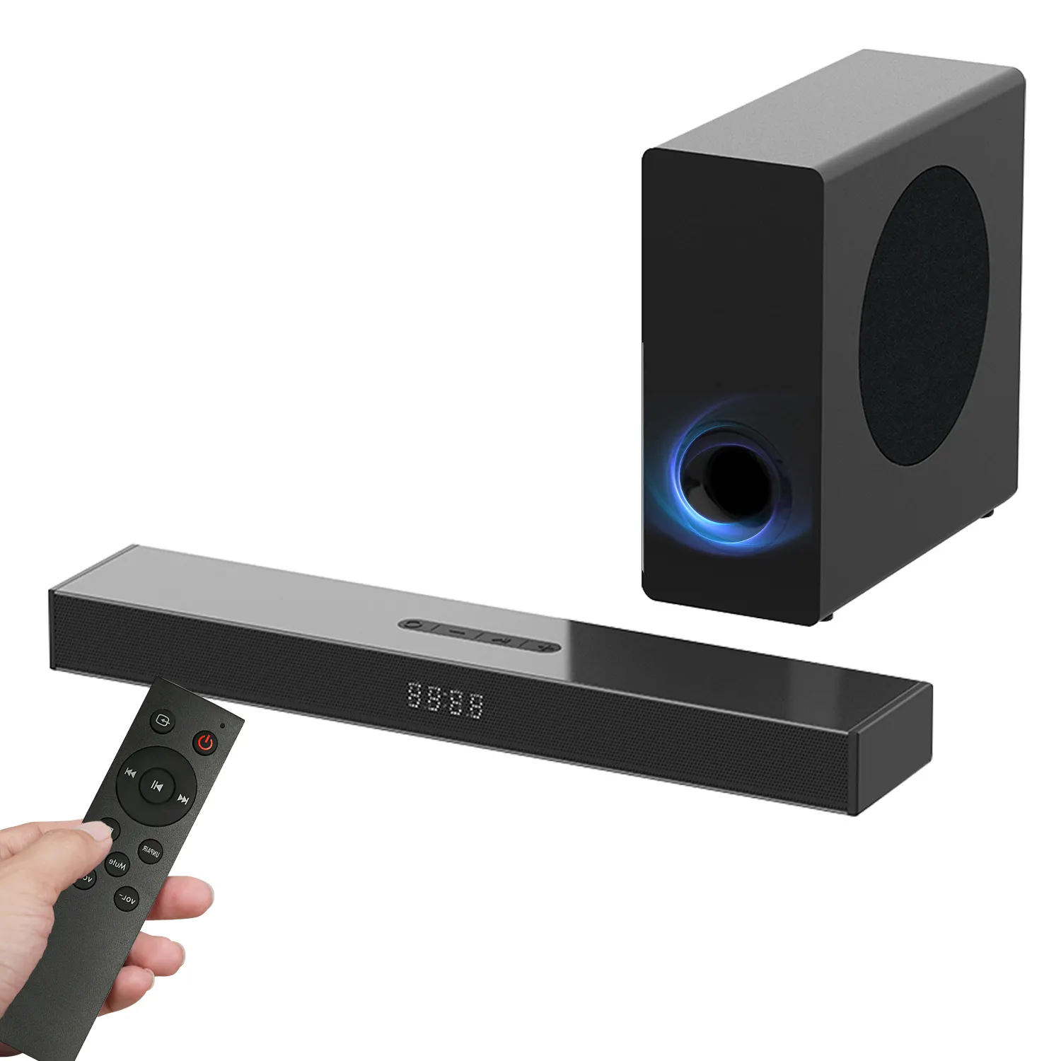 2024 Precio de fábrica Barra de sonido Altavoz 2,1 Audio con cable Diente azul Barra de sonido envolvente con subwoofer Sistema de cine en casa