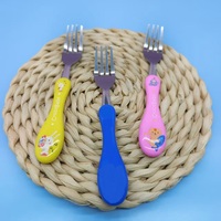 Ensemble de couverts pour enfants en acier inoxydable, fourchette, cuillère, couteau, vaisselle bon marché, motif animal, poignée, vaisselle pour bébé