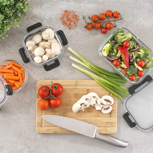 Contenitore speciale per pranzo Bento Box in vetro per impiegati a strisce verticali forno a microonde accessorio per la conservazione della cucina - Product Image 4