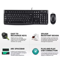 Logitech MK120 clavier et souris combo filaire pleine taille optique USB Plug and Play PC ordinateur portable bureau clavier souris