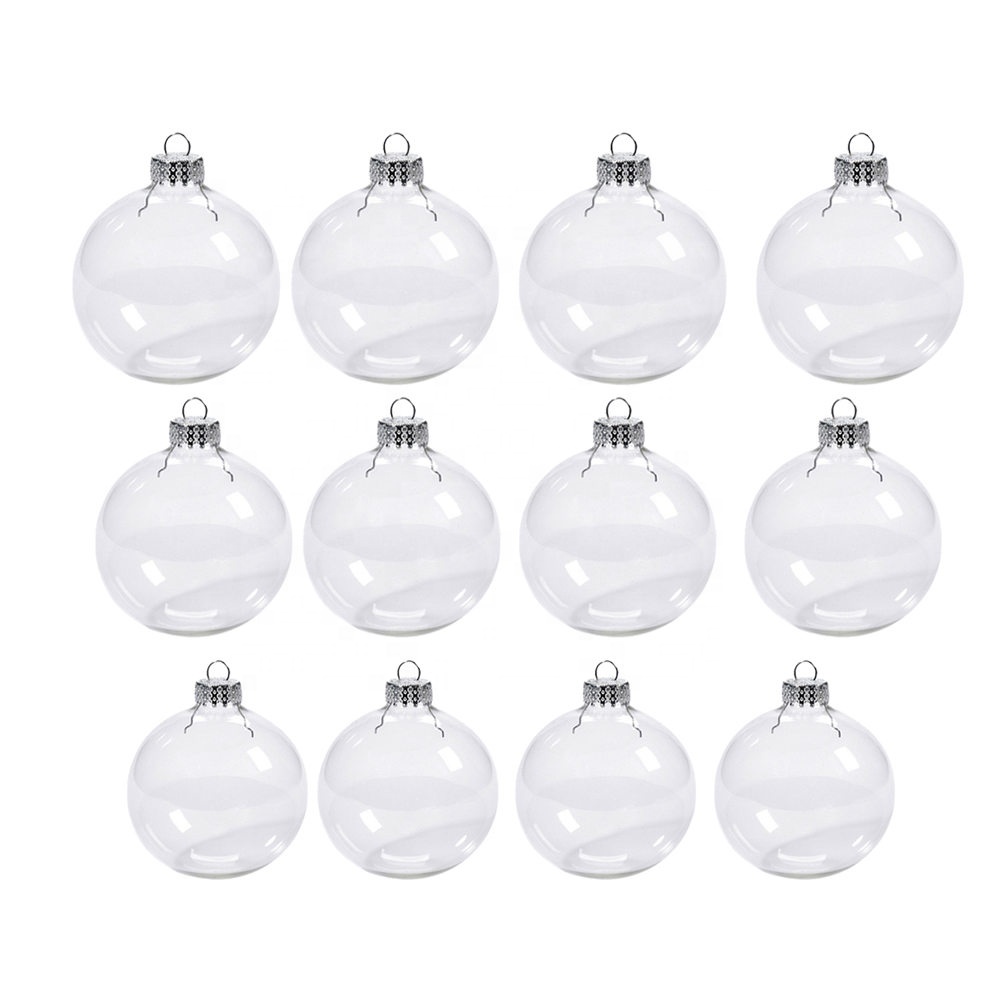 6/8/10cm Christmas Transparent Ball Open Plastic Clear Bauble Ornament Christmas Party Hanging Pendant Gift Package Supplies