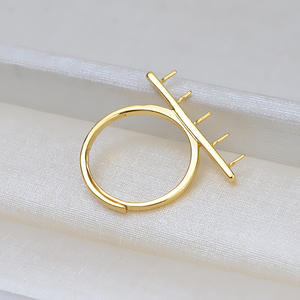 Bague en argent S925 Wenchi avec perle, réglable pour femme, support d'accessoires DIY 4-5, design à bouche ouverte amovible, composants de bijoux - Product Image 4