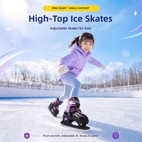 Patins à glace pour enfants personnalisés en gros avec support de cheville, doublure chaude en peluche, pour sports d'hiver, tailles ajustables