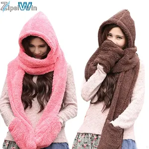 Bán Buôn Thiết Kế Mới Phụ Nữ Tùy Chỉnh Đồng Bằng Lông Mùa Đông Scarf Hat Găng Tay Set