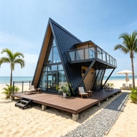 Casa Prefabricada Triangular Personalizable y Duradera, Villa Modular de Alta Hermeticidad con Balcón para Estadías Turísticas en Lados de Colinas