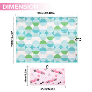 Serviettes de golf personnalisées OEM 2 pièces/ensemble avec clips, serviettes de golf en microfibre gaufrée avec anse à œillet - Product Image 2
