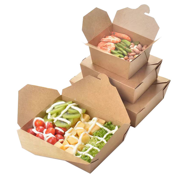 Custom Eco-Friendly Biodegradable Kraft Paper Rigid Food Packaging Box Disposable Leak Grease Resistant for Sushi