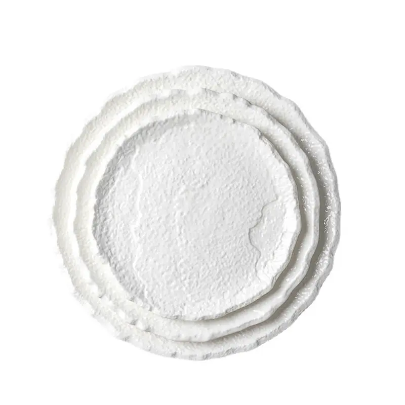 White stone grain shallow plate western restaurant meal creative steak flat plate wholesale