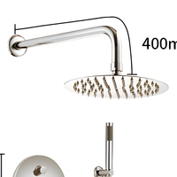 Set Shower Modern SOLVEX Laris Manis, Bahan Kuningan, Cartridge Keramik, Finishing Krom, Kepala Bulat 8 inci dengan Panel Shower Tangan dan Batang Geser