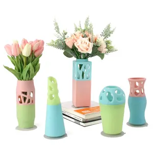 中空硅胶花瓶花花瓶植物装饰花盆带强力吸盘