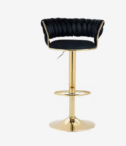 Taburete de Bar Moderno y Lujoso, Giratorio, con Base de Metal Dorado, Asiento Acolchado sin Respaldo, para Cocina, Hotel, Apartamento, Hogar, Bar - Product Image 1