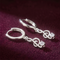 Boucles d'oreilles créoles motif note de musique pour femme, dorées et argentées, avec zircon, pendantes, bijoux de mode minimalistes, vente en gros