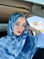 Hijab en rayonne tissée de haute qualité, imprimé tie-dye bleu, confortable, respirant, tendance, pour femmes, à porter tous les jours toute l'année