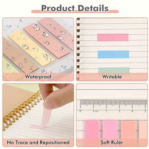 Morandi Cute Style <b>Sticky</b> <b>Notes</b> with Self-Adhesive Transparent Tabs PET Index Paste PP Ruler Memo Pad for Office or School Use - Product Image 5