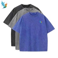 Camisetas Vintage Personalizadas con Logotipo para Hombre, 100% Algodón, Lavado Ácido, Cuello Redondo, Holgadas, Tallas Grandes, Estampado de Personajes
