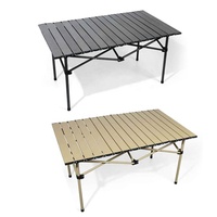 Mobilier de camping portable en aluminium noir pour pique-nique Table de camping pliante facile
