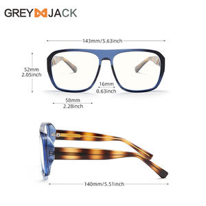 กรอบแว่นตาทรงสี่เหลี่ยมสีเทาแจ็ค เรคท์แองเกิลเลนส์อะซีแบบเต็มกรอบป้องกันแสงสีฟ้าเลนส์แบบไม่มีค่าสายตาสำหรับทุกเพศ Kg2537op - Product Image 3