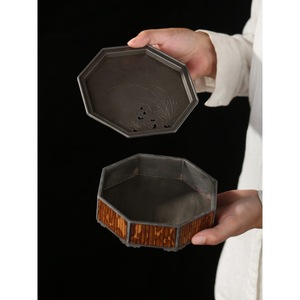 Chinese Style Pure Tin <b>Tea</b> Tray Irregular Shape Traditional Design For Kung Fu <b>Tea</b> <b>Set</b> Dry Brewing With Water Storage - Product Image 3