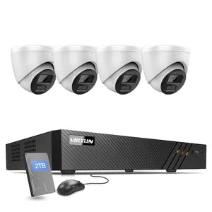 Vikylin Dome Indoor Out Deur Ip67 Mic Sd Slot 5MP Bewegingsdetectie 8ch Poe Nvr Security Camera Full Color Cctv kits