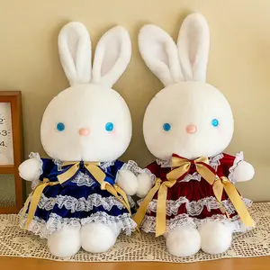 Große Größe rot blaues Rock Plus-Büsten Hase Weiches Spielzeug Mädchenpuppen Geschenke gefüllter Plüsch-Häschen Kaninchen-Spielzeug