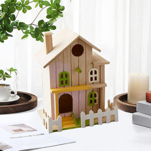 Bitmemiş asılı kuş evi 100% ahşap ahşap yapılmış iki katlı yazlık kuş evi - Product Image 4