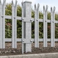 Clôture en palissade en acier galvanisé avec pales pointues pour parking et enclos de dépôt
