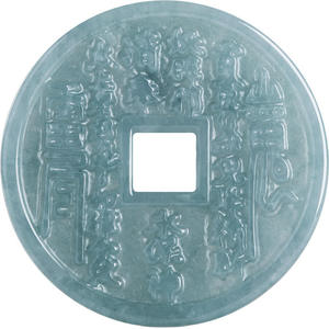 Amuleto Taoísta de Jadeíta Natural Azul Agua, Moneda de Jade, Diseño Original UNISEX, Estilo Chino Taoísta HJ101 - Product Image 5