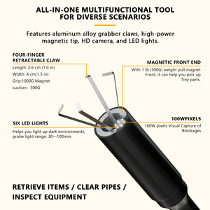 Эндоскопическая камера с подсветкой, бороскоп с экраном 23,6 дюйма, IP67, для инспекции, обслуживания, извлечения, очистки труб - Product Image 3